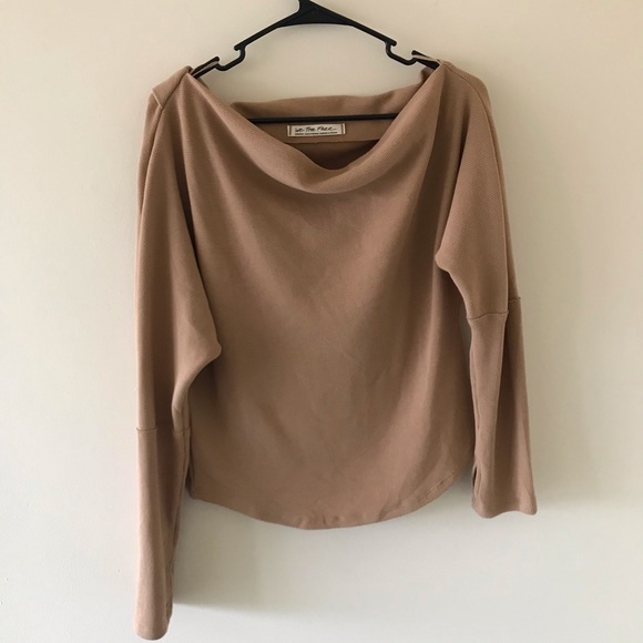 Free People We the Free Fuji Off the Shoulder Thermal Top, Camel Color, EUC - Picture 4 of 16